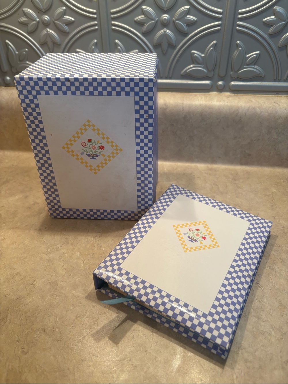 Blue Check Floral Photo Album